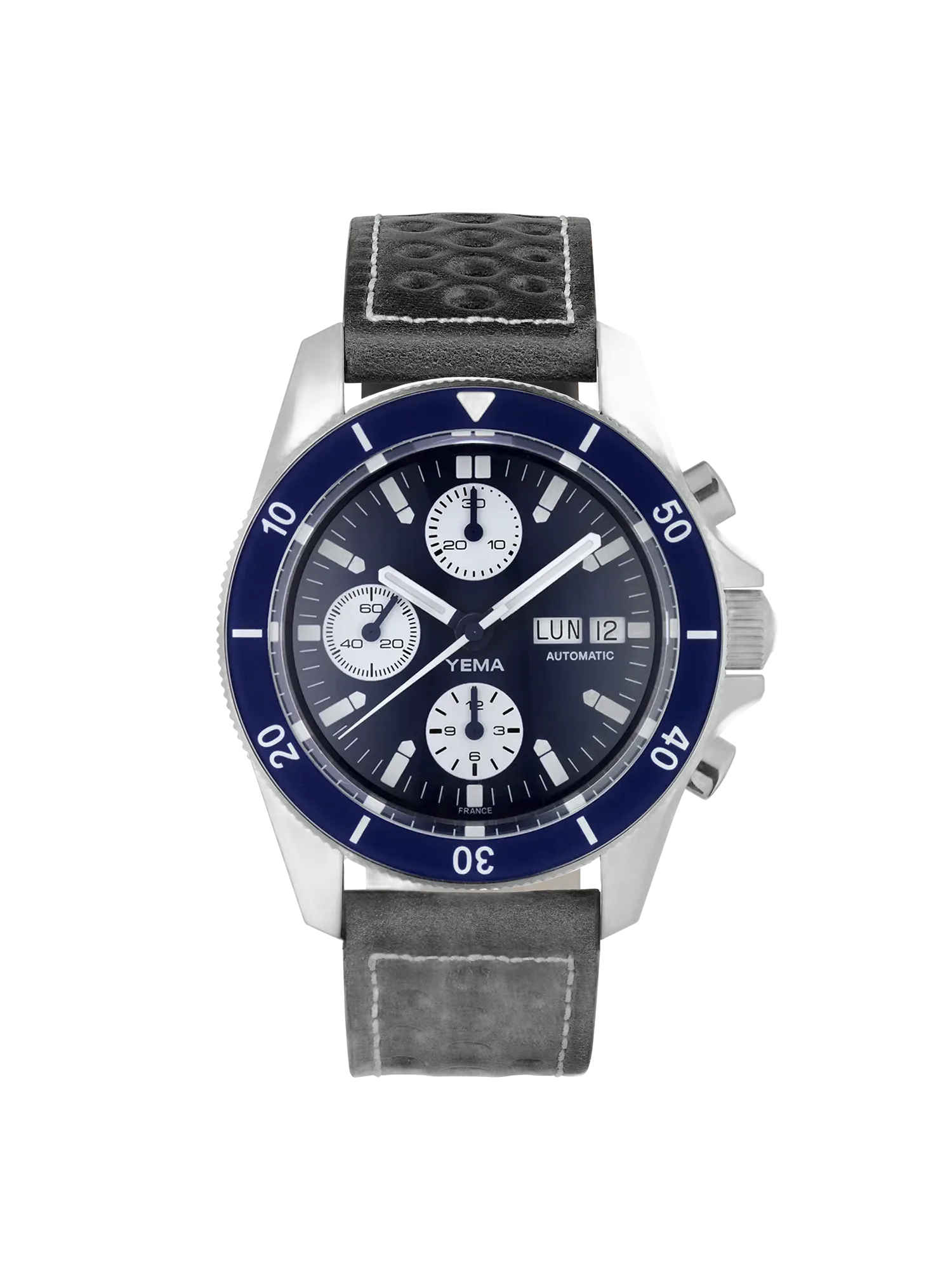 Yema Navygraf Chrono, ref. YEMA-NAVYGRAF-CHRONO-YNAV22CH-FR-GMS, Matt blue dial