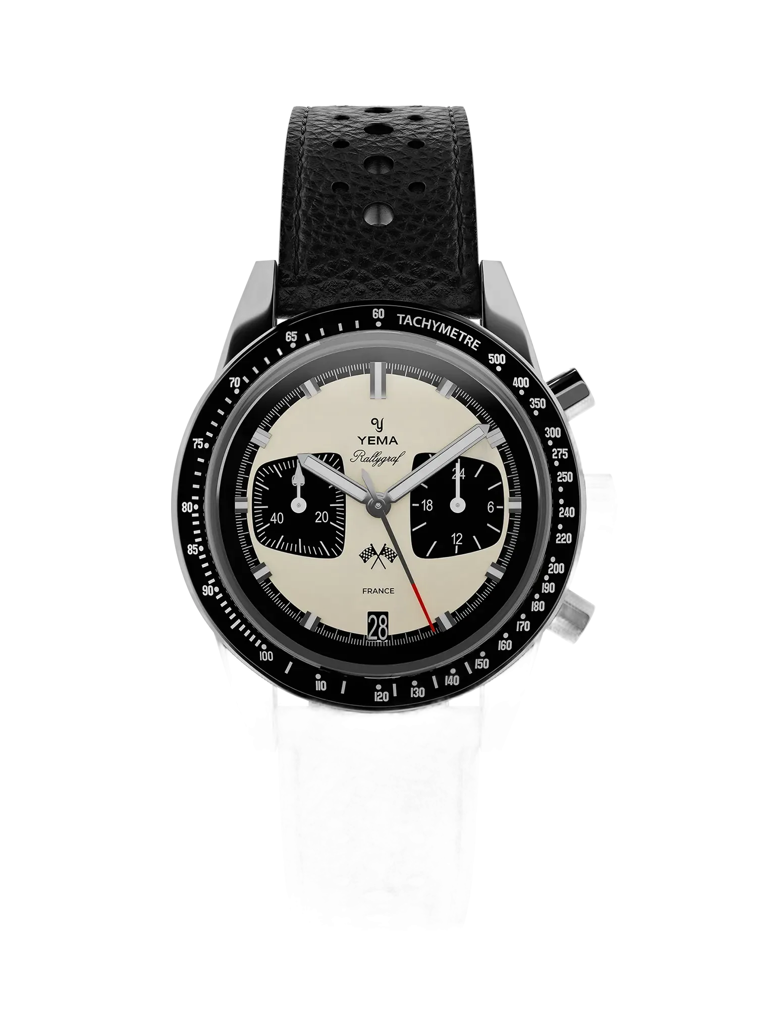 Yema Rallygraf Meca, ref. YEMA-RALLYGRAF-MECA-QUARTZ-PANDA-YMHF1580-BA, Mat finish dial